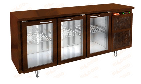 Стол охлаждаемый HICOLD BNG 111 BR2 HT BAR, пластификат, 3 двери (+2...+10°С)